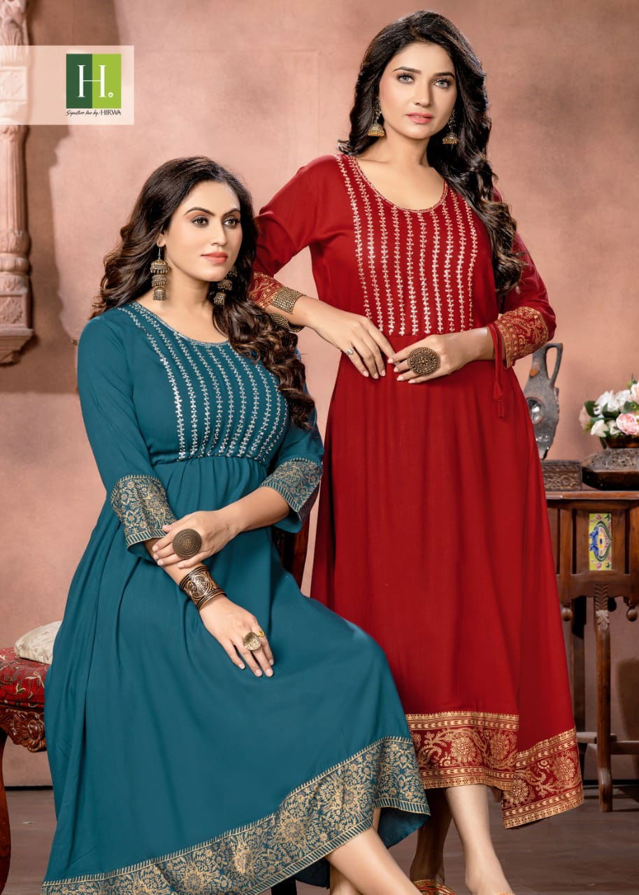 Hirwa Kriti Fancy Ethnic Wear Wholesale Anarkali Kurtis
